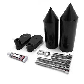 Fm-mt290-038-bk Billet Aluminum Frame Slider For 07-08 Yamaha Yzf R1 Black Spike Crash Protector