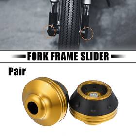 Carpopart 746453195299 Pair Motorcycle Wheel Front Fork Frame Sliders Falling Protection Gold Tone
