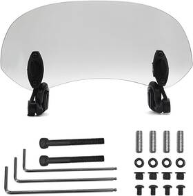 Gasedin-2841mw Gasedin Clear Windshield For Motorcycle - Adjustable Wind Deflector Visor Lens Gray
