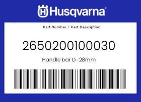 Husqvarna 2650200100030 New Genuine Oem Handle Bar D 28mm -