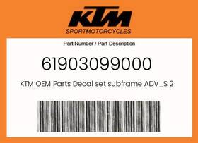 61903099000 Ktm Genuine Decal Set Subframe Adv S 21 - 61903099000 Ktm Genuine Decal Set Subframe Adv S 21 -