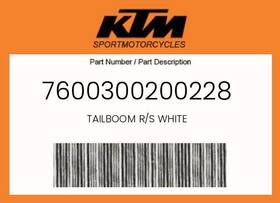 Ktm 7600300200228 Genuine Tailboom R/s White - Ktm 7600300200228 Genuine Tailboom R/s White -