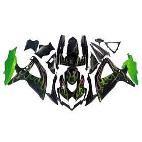 Mzyparts Fwk8-124 #bri-79 Black Green Pink Flame Fairings For 2008-2010 Suzuki Gsxr600 Gsxr750 K8 Bodywork