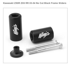 Cp-mt219-fs0274-blk-e Sportbikelites Frame Slider Crash Protectors Ft03-ft04 Kaw Zx-6r Zx-6rr Black Ninja Engraved
