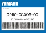 Yamaha Genuine Bolt, Hexagon Socket Head 90110-08096-00. Fixed Price $10.23.