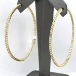 14K Yellow Gold 5.25 Ct Diamond Inside Out Hoop Earrings, 20.3GM, S107450. Fixed Price $6200.00.