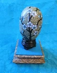 Vtg. 5.5"T Cloisonne Enameled Upside-down Egg Fancy Stand With White Daisies. Fixed Price $12.99.