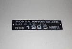 Honda CR500R 1985 Model 10/84 Data Plate Frame Head Tube Id Registration Parts. Fixed Price $43.19.