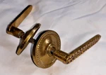 Fancy Brass Door Handle Set With Hidden Plate Mounts - Antique , Vintage. Fixed Price $36.00.