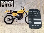 Suzuki PE175 PE250 PE400 Headtube Tag Frame Id Data Plate With Your # Engraved. Fixed Price $49.30.