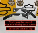 Oem 09-13 Harley Road & Street Glide Rear Fender Solid Frame Strut Covers Black. Fixed Price $99.95.
