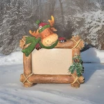 Vtg Rustic Moose Christmas Resin Picture Frame! 8 X 9. Fixed Price $18.95.