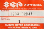 Genuine Suzuki Cylinder Cover Gasket Part Number 11233-02B41. Fixed Price $12.99.