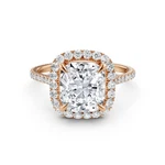 Halo Cushion Diamond Cvd Lab Created Engagement Ring Igi E-VS2 Rose Gold 2.58CTW. Fixed Price $3759.00.