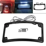 Black Rear Curved License Plate Frame W/led Light For Harley Electra Glide Flhtc. Fixed Price $30.98.