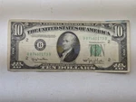 Rare 1950 $10 Dollar Bill B87460173B "upside Down Flag" Fancy Serial Number. Fixed Price $24.99.