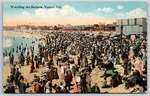 Venice California Watching Bathers Beach Sun Umbrellas C1910 Postcard. Fixed Price $8.49.
