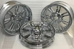 Harley Glide Trike Touring Chrome Wheels Rims 09-23 Exchange Program. Fixed Price $1395.00.