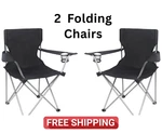 Ozark Trail Basic Quad Folding Camp Chair With Cup Holder, Black, Adult 2 Count. Fixed Price $14.00.