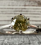 Natural 0.89CT Fancy Yellowish Brown Diamond Set In 18K Solitaire Mount. Fixed Price $1499.99.