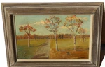 Robert Henry Logan Important American Impressionist Autumn Trees By Road Oil. Fixed Price $696.50.