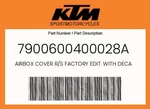 Ktm Genuine Airbox Cover R/s Factory Edit. With Decal - 7900600400028A. Fixed Price $69.86.
