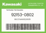 Kawasaki Genuine BOLT,FLANGED,10X35 92153-0802. Fixed Price $6.81.